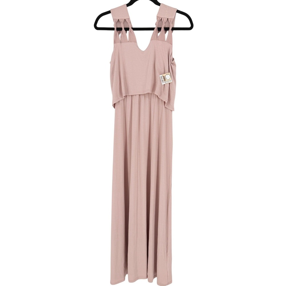 Anthropologie New Amadi Mae Dress Dusty Rose Knit Maxi Dress XS Pastel Wedding